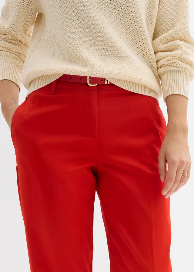 Chino met katoen • aardbeirood • product-page.page-title-suffix