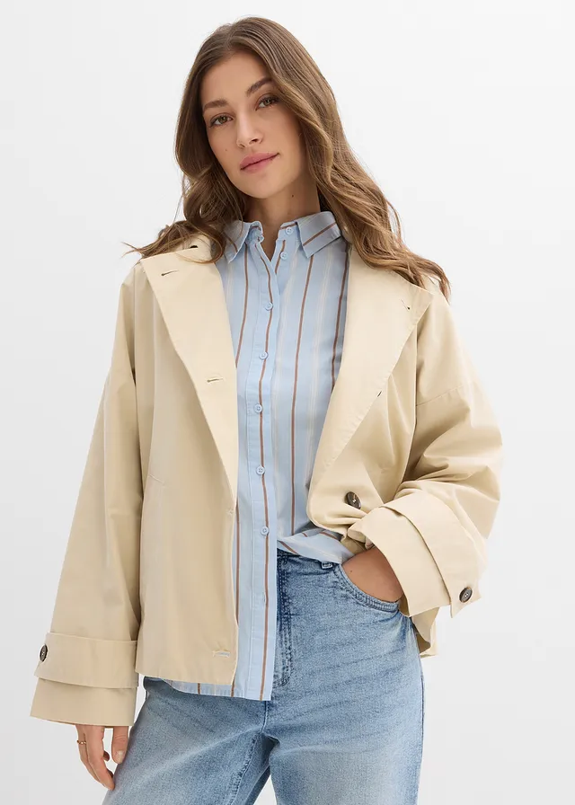 Veste oversize de mi-saison, Couleur: sable clair