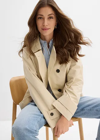 Geacă de primăvară/toamnă oversized • bej nisipiu mat • magazin bonprix