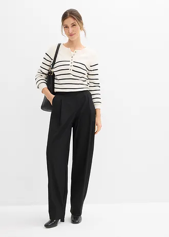 Pantalon barrel taille haute, Couleur: noir