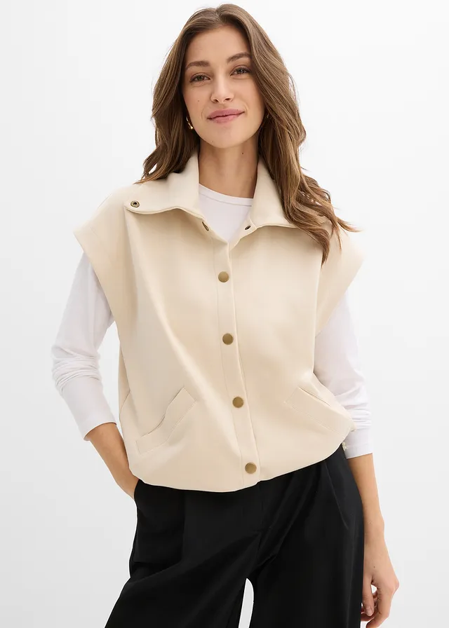 Gilet sans manches en matière néoprène confortable, Couleur: sable clair