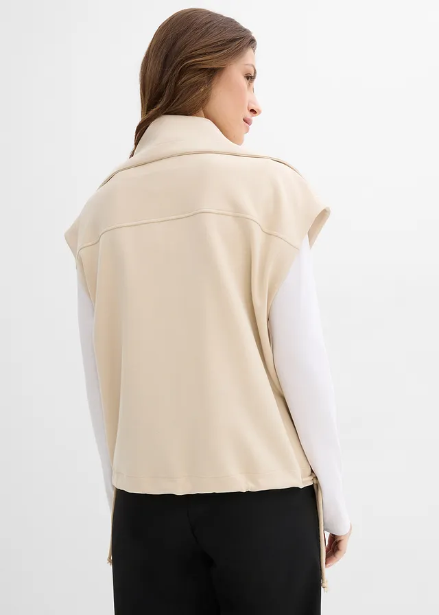 Bodywarmer van comfortabel scuba, Kleur: lichtsand