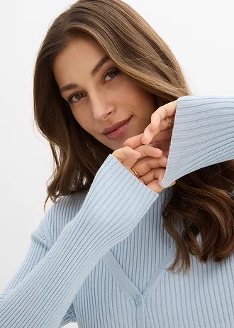 Pletený sveter s viskózou • púdrovo modrá • obchod bonprix