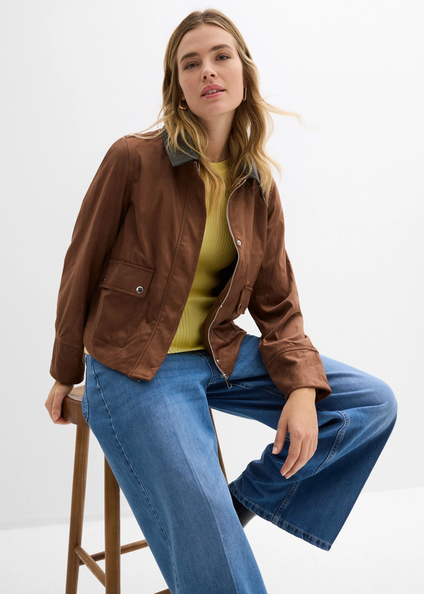 Jas van imitatiesuède • kastanjebruin • bonprix online shop