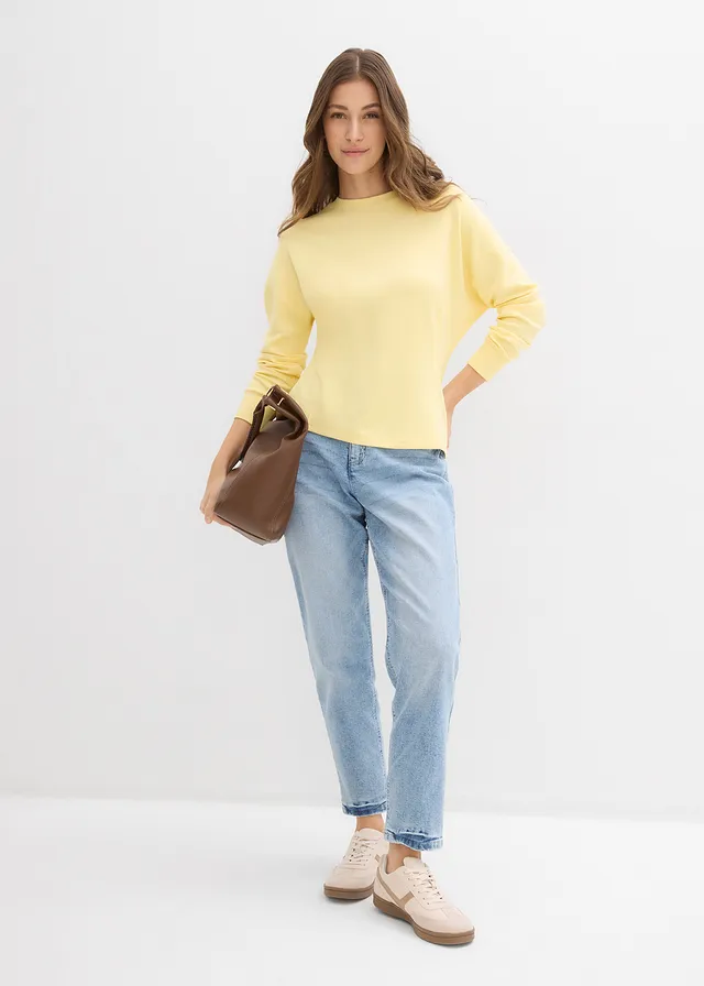 Sweat cintré en matière néoprène, Couleur: jaune clair
