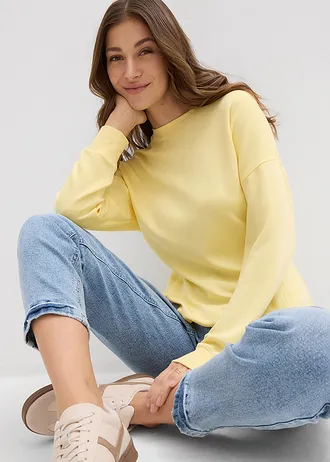 Bluză casual pe talie din material scuba • galben deschis • magazin bonprix