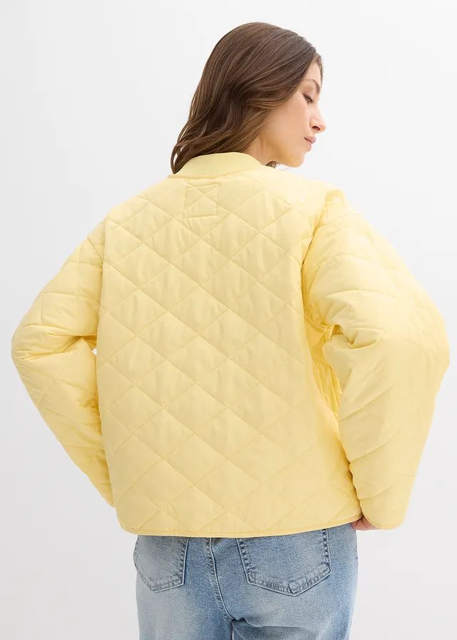 Oversized gewatteerde jas, Kleur: lichtgeel