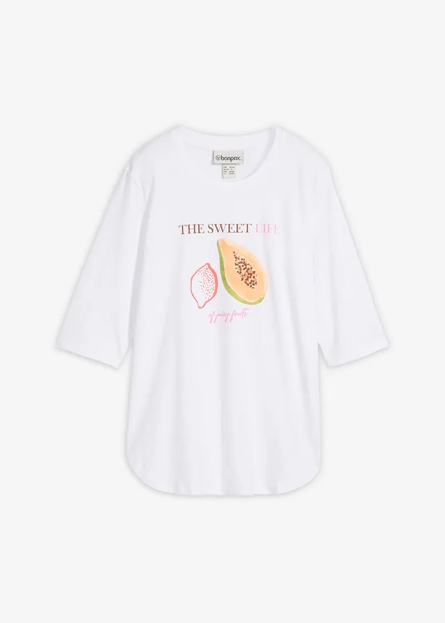 Tricou din bumbac organic 100% • alb cu imprimeu • magazin bonprix