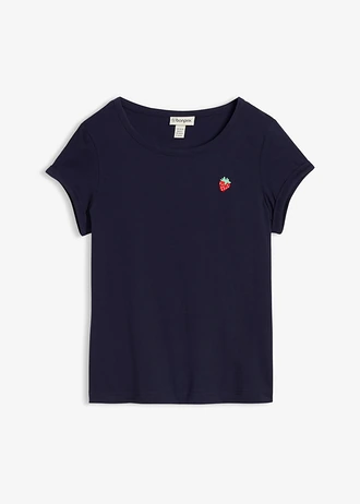 T-shirt z czystej bawełny • granatowy • sklep bonprix