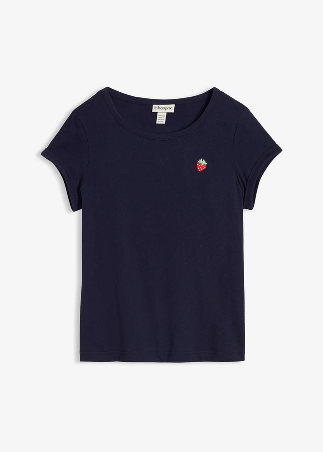 T-shirt z czystej bawełny • granatowy • sklep bonprix