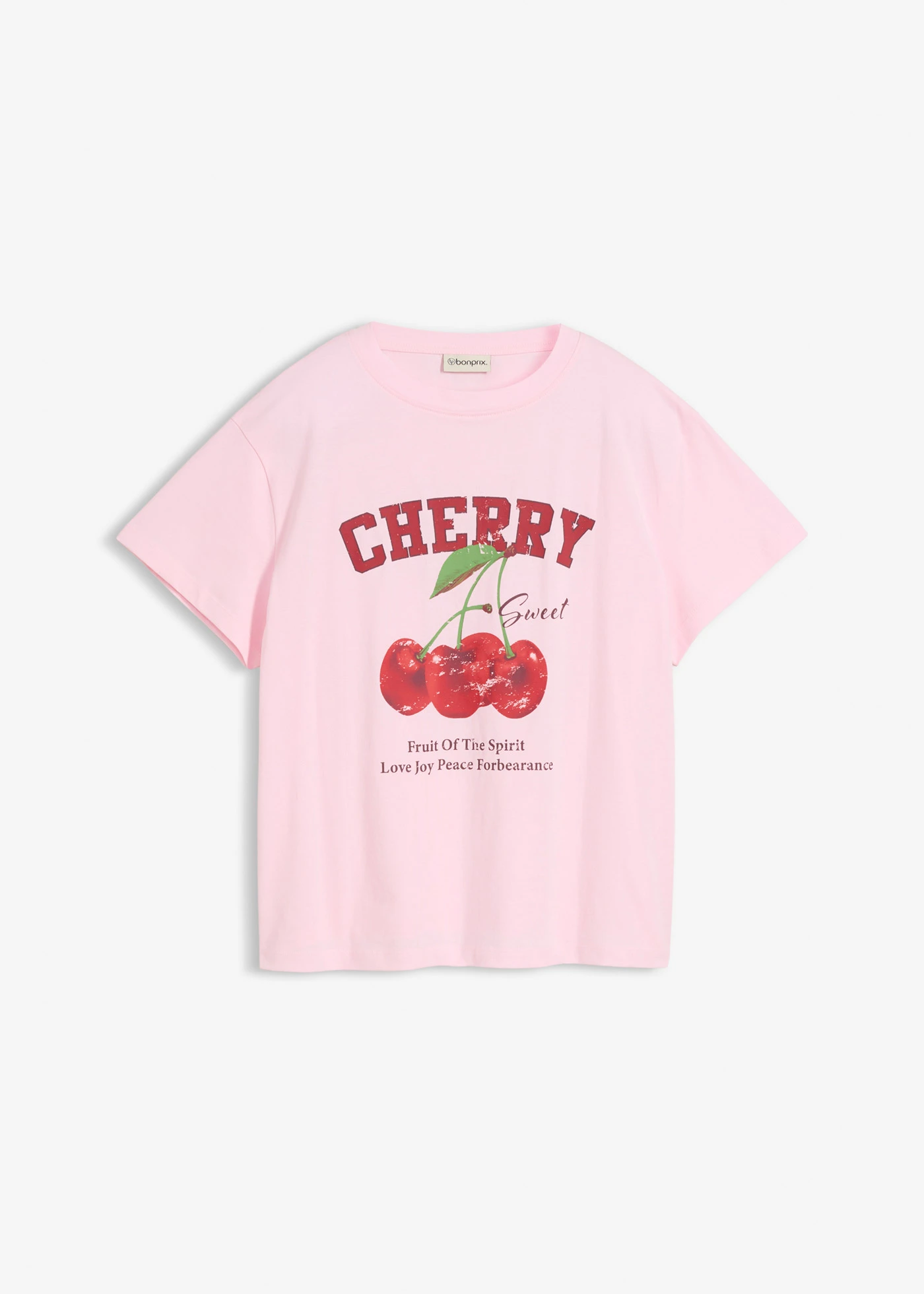 T-shirt z nadrukiem z czystej bawełny organicznej • jasnoróżowy kryształowy • sklep bonprix