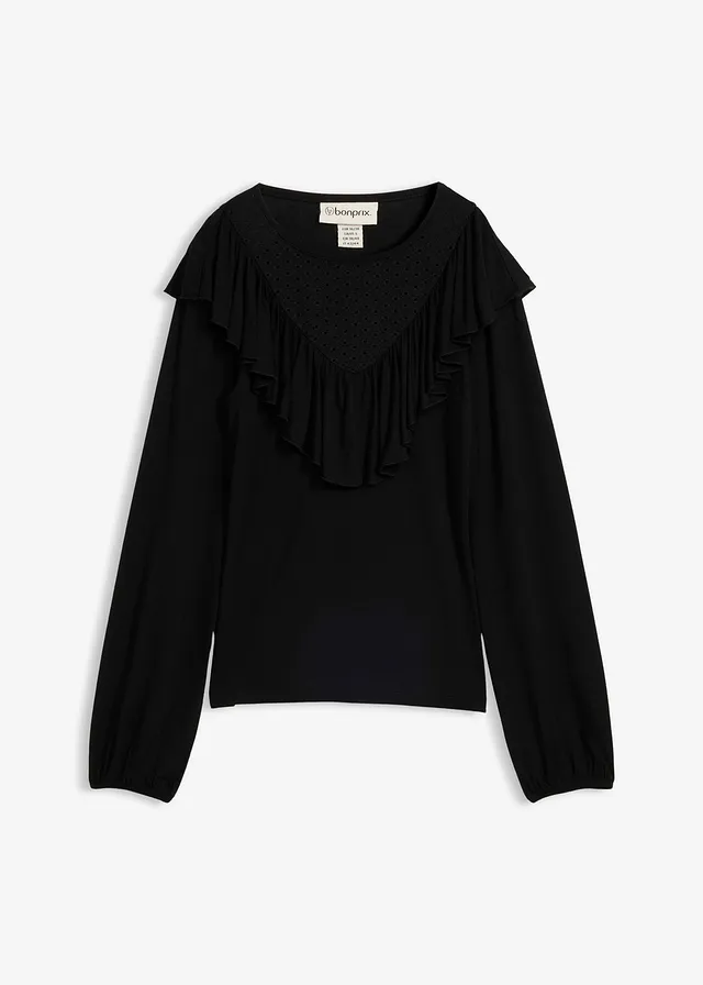 T-shirt z mieszanki wiskozy • czarny • sklep bonprix