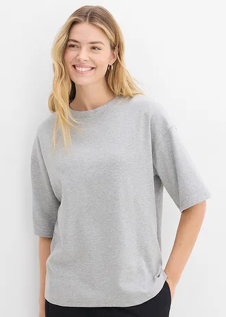 Oversized shirt van puur, zwaar biologisch katoen, Kleur: lichtgrijs gemêleerd