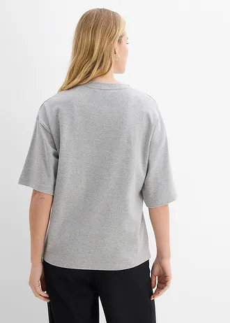 T-shirt épais oversize 100% coton • gris clair chiné • Boutique bonprix