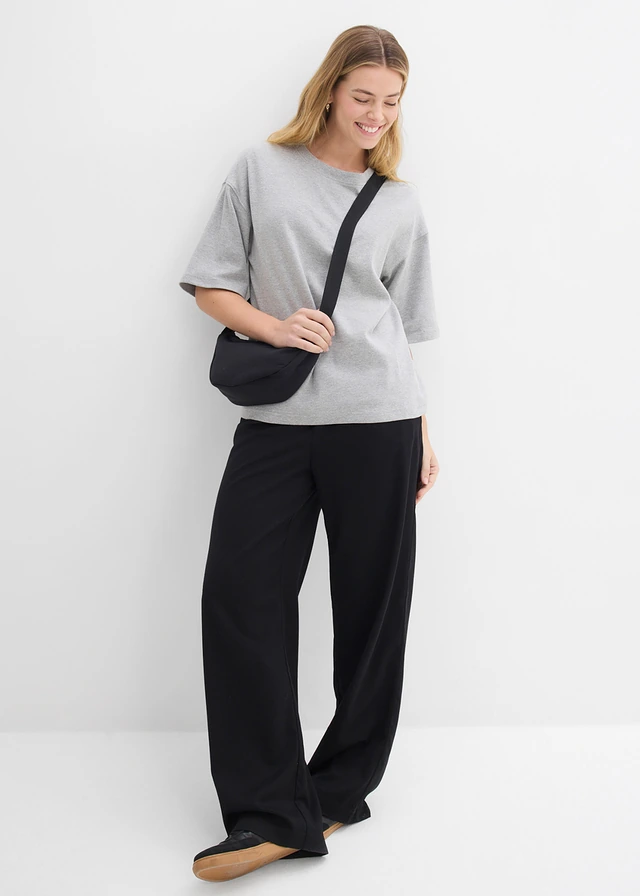 Bluză oversize 100% bumbac gros organic • gri deschis melanj • magazin bonprix