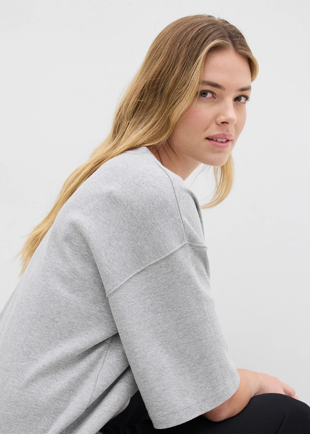 Oversized shirt van puur, zwaar biologisch katoen • lichtgrijs gemêleerd • product-page.page-title-suffix
