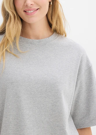 Tricou oversize din bumbac organic 100% greu • gri deschis melanj • magazin bonprix