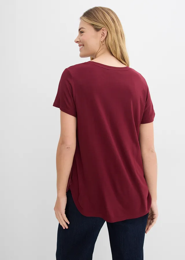 Longshirt van zachte viscose, Kleur: esdoornrood