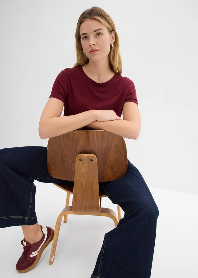 T-shirt long en viscose douce • rouge érable • product-page.page-title-suffix