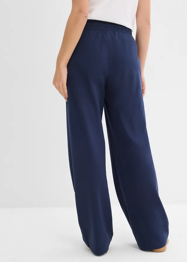 Wijde jersey broek van interlock • donkerblauw • product-page.page-title-suffix