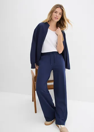 Pantaloni din jerse din material interlock • bleumarin • magazin bonprix