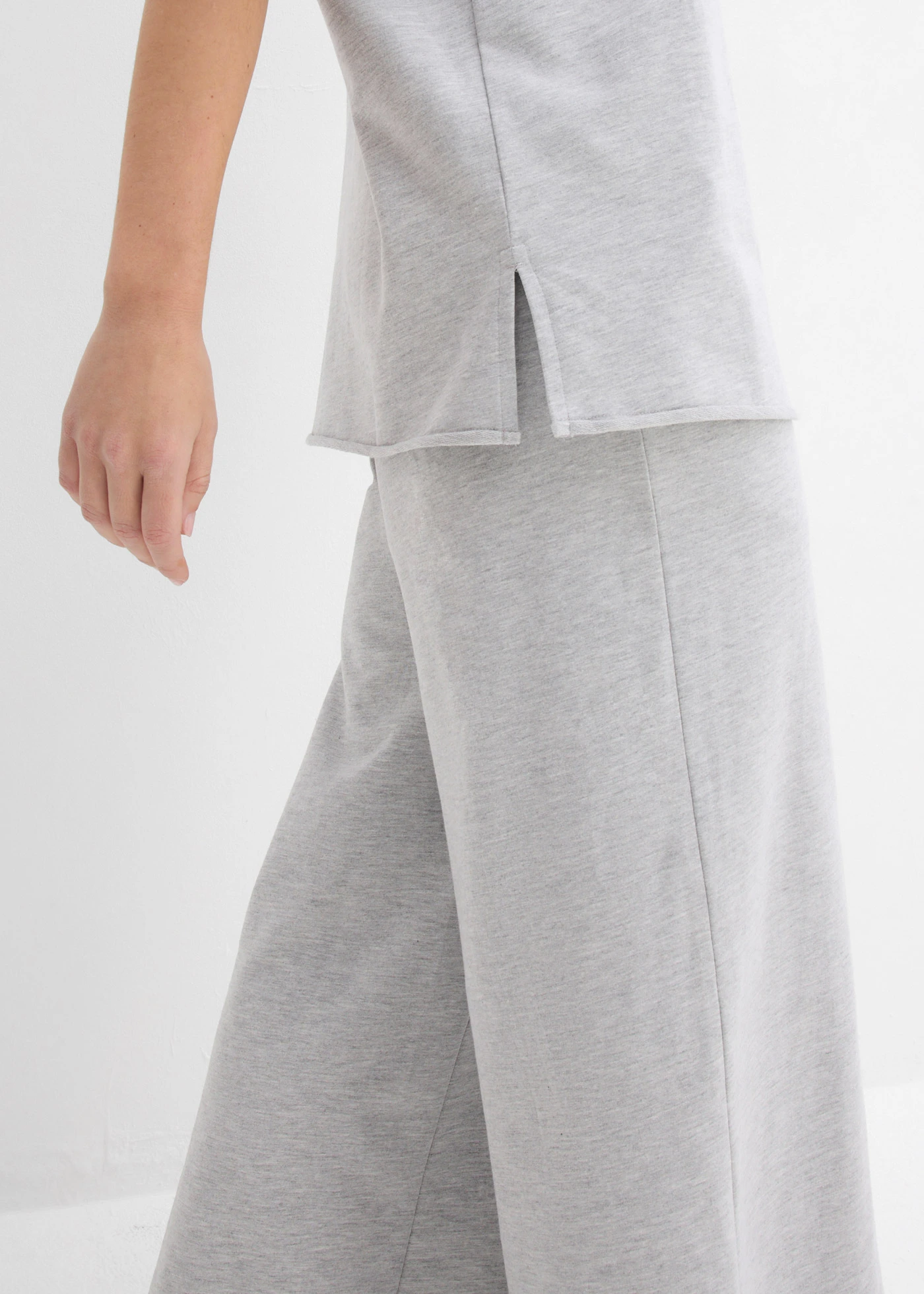 Bluză casual lungă din bumbac 100% • gri deschis melanj • magazin bonprix