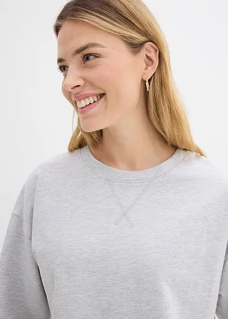 Lang sweatshirt van katoen • lichtgrijs gemêleerd • bonprix online shop