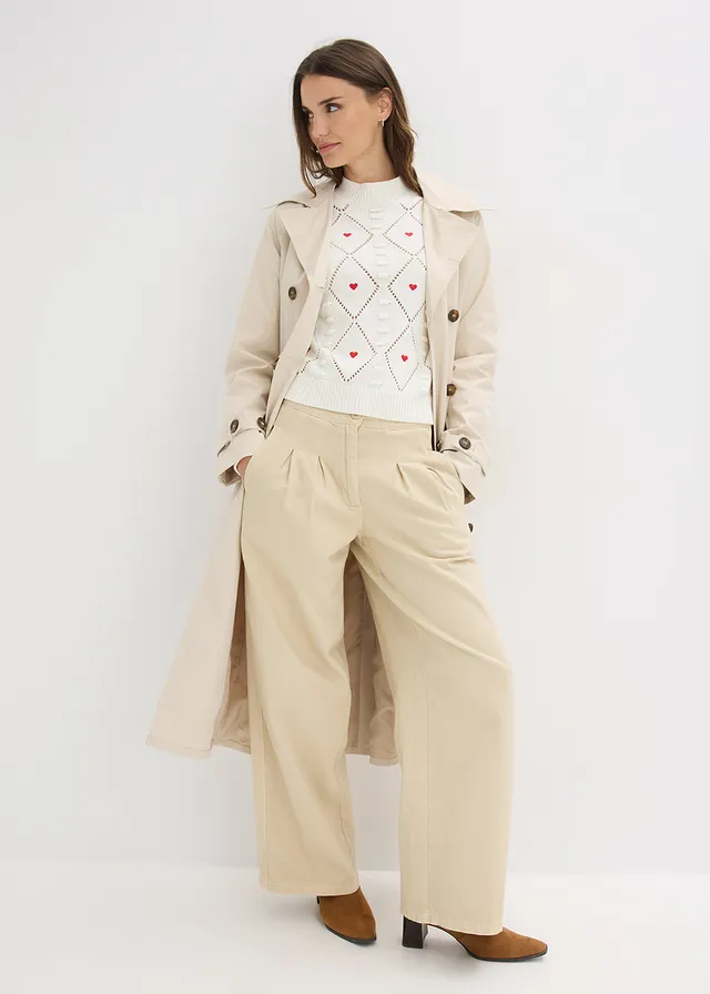 Pull ajouré, Couleur: écru-rouge imprimé
