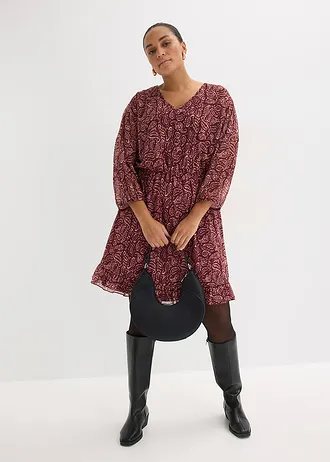 Jersey jurk, Kleur: robijnrood gedessineerd