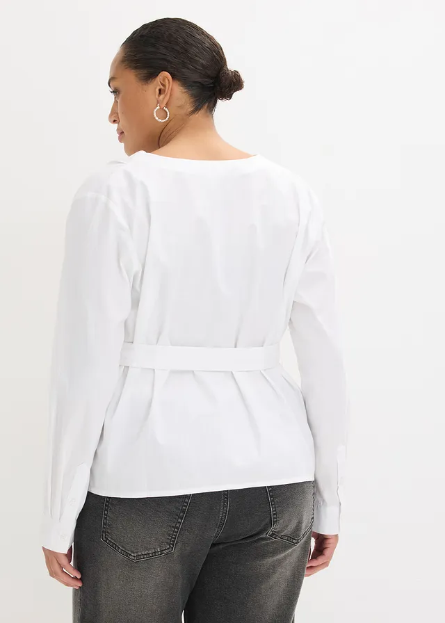 Blouse van puur katoen, Kleur: wit