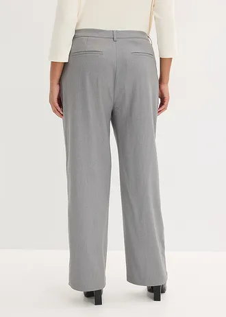 Pantalon met comfortabele tailleband, Kleur: grijs gemêleerd