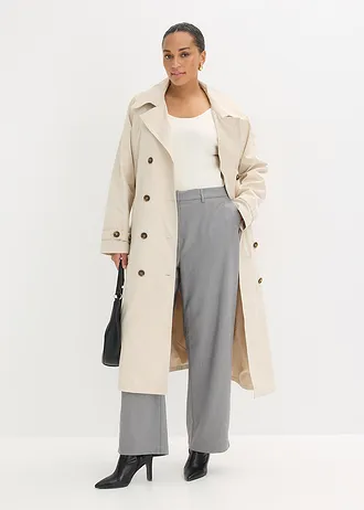 Pantalon met comfortabele tailleband, Kleur: grijs gemêleerd