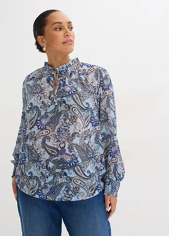 Chiffon blouse, Kleur: lichtblauw paisley