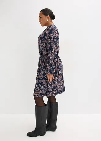 Jersey jurk van een zachte viscosemix, Kleur: donkerblauw paisley