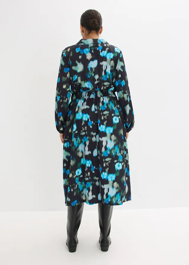 Robe midi, Couleur: noir floral
