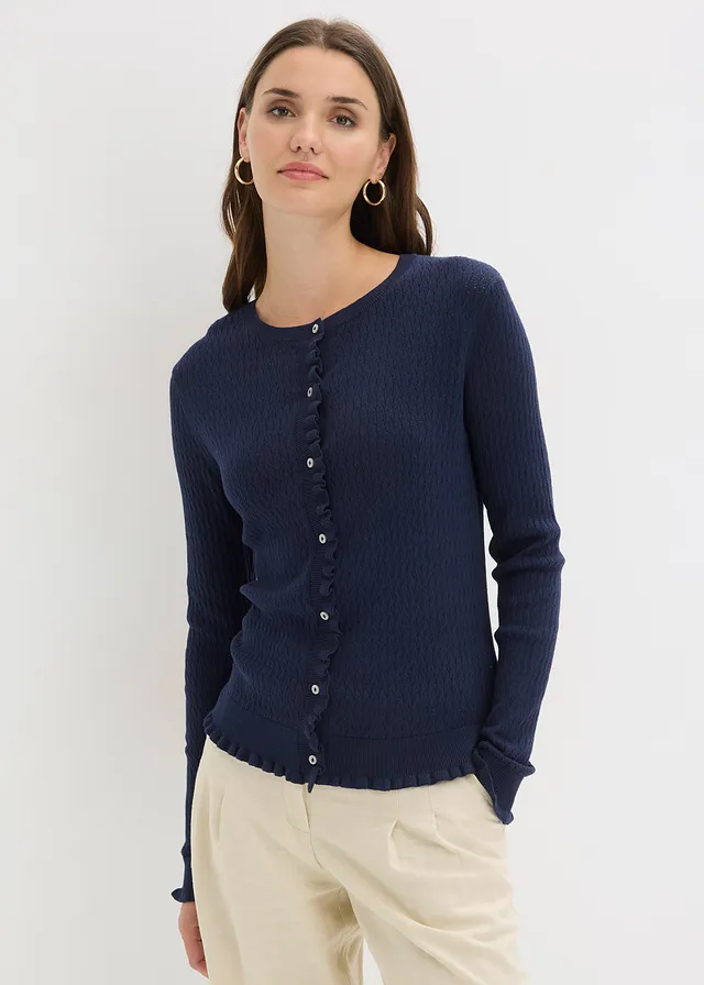Ajour vest van een katoenmix • donkerblauw • product-page.page-title-suffix