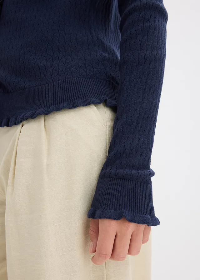 Ajour vest van een katoenmix • donkerblauw • product-page.page-title-suffix