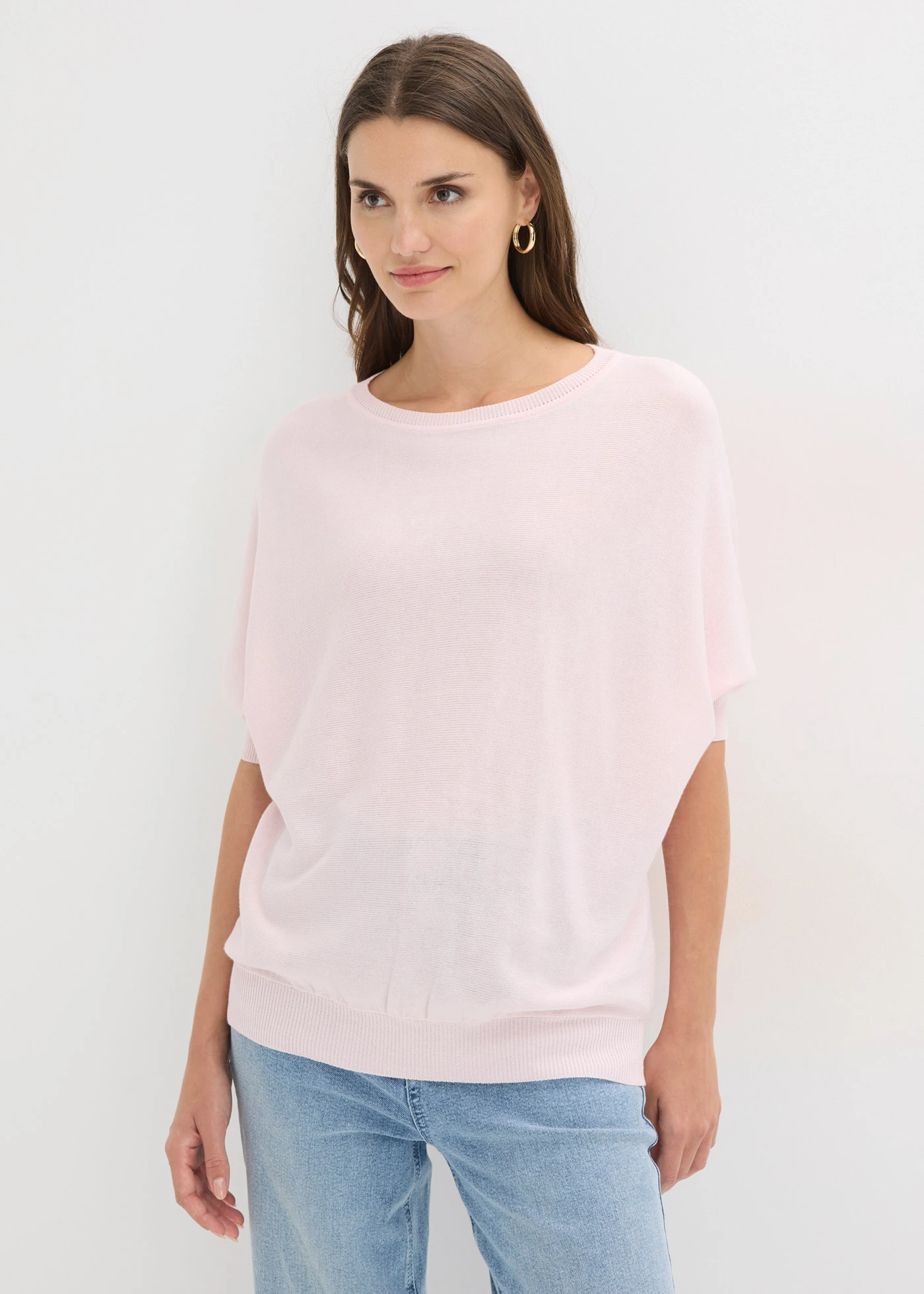 Pull en fine maille de coton mélangé • rose clair • Boutique bonprix