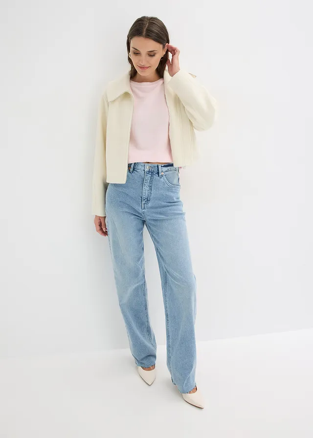 Sweter z cienkiej dzianiny z mieszanki bawełny bladoróżowy