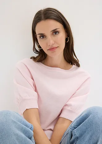 Pull en fine maille de coton mélangé • rose clair • Boutique bonprix