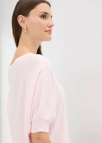 Pulover din tricot fin cu bumbac • roz deschis • magazin bonprix