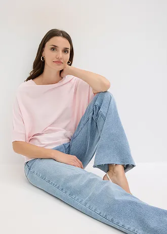 Pulover din tricot fin cu bumbac • roz deschis • magazin bonprix