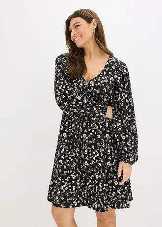 Tuniekjurk van jersey, Kleur: zwart gebloemd