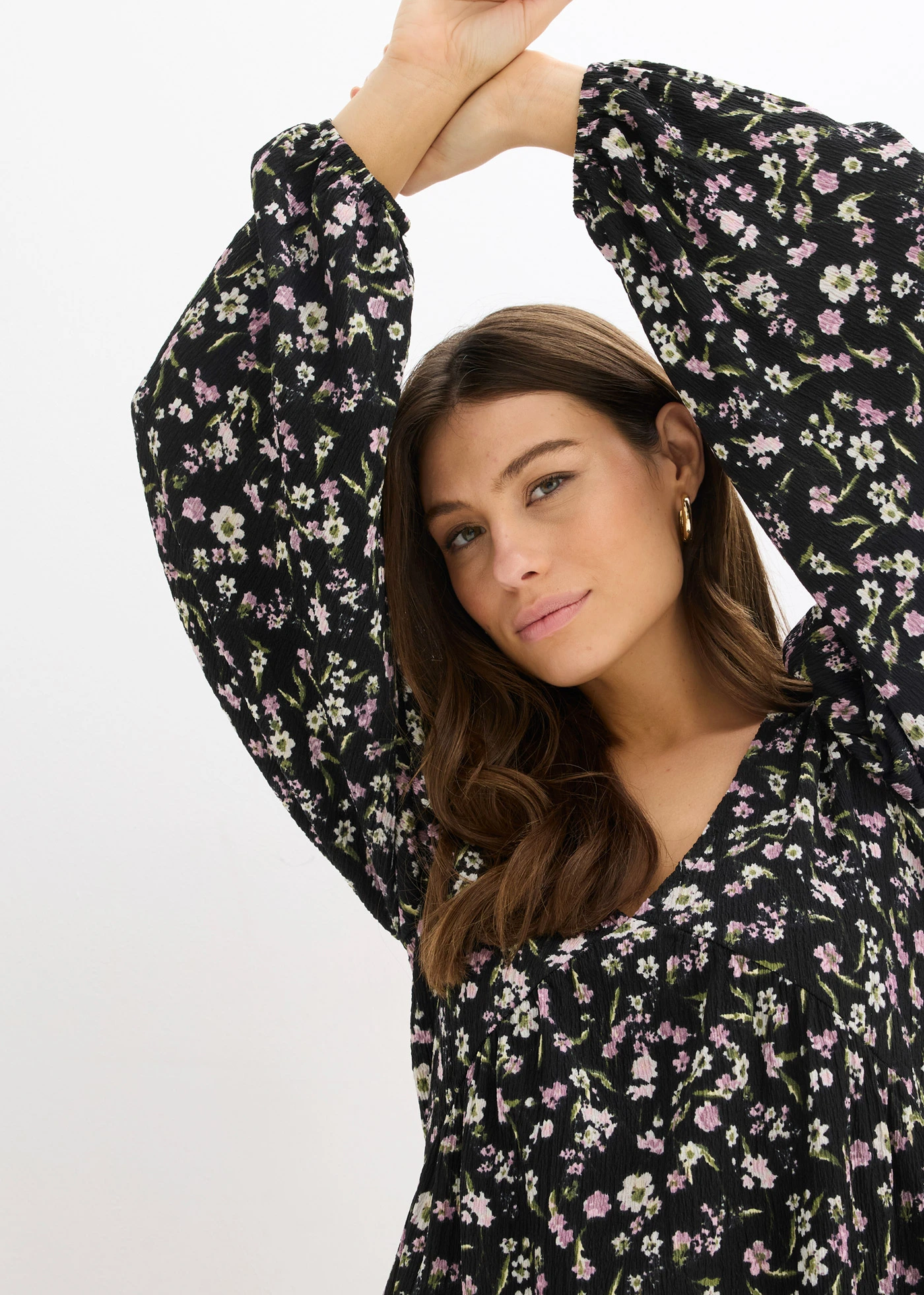 Tuniekjurk van jersey • zwart gebloemd • bonprix online shop