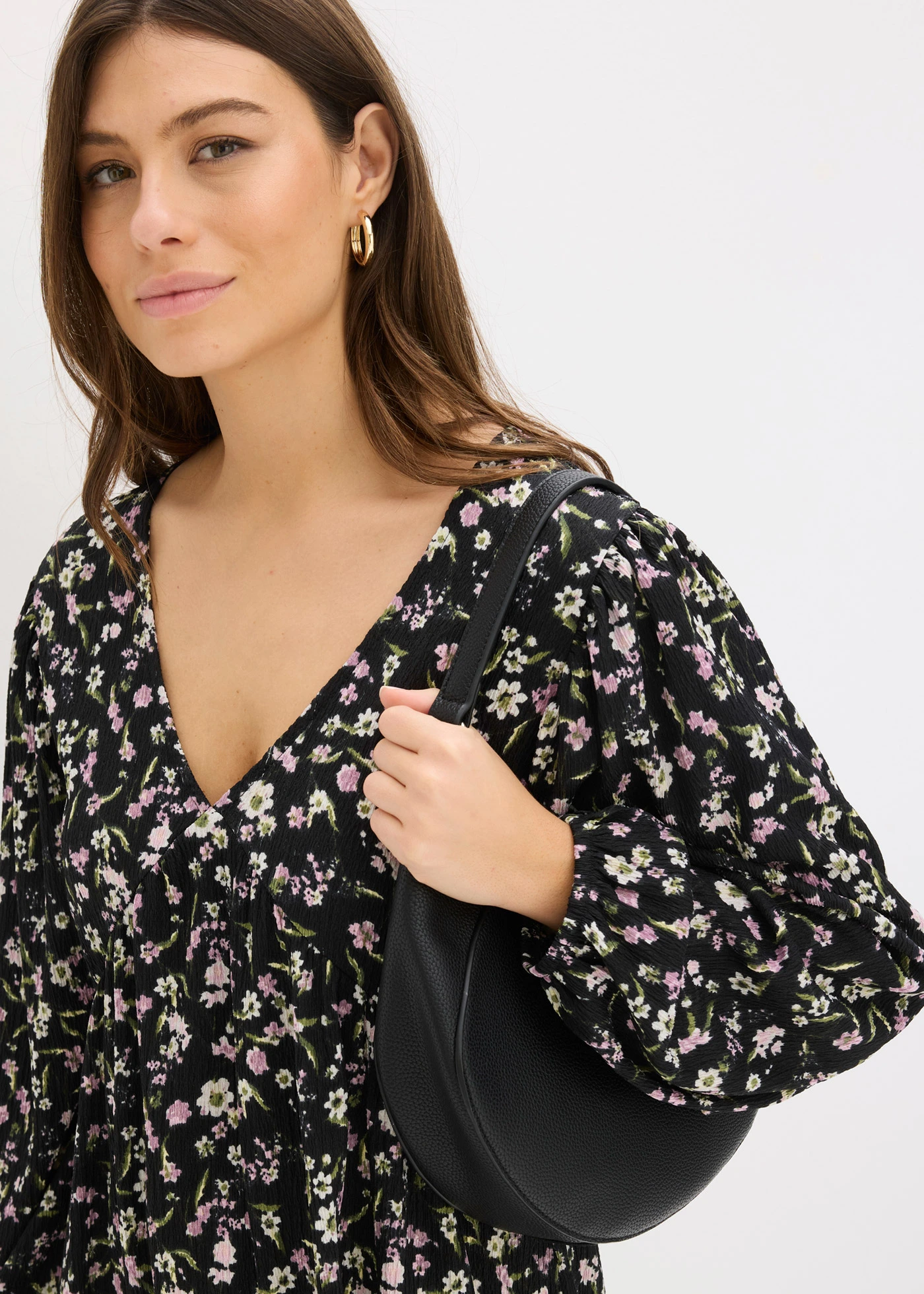 Tuniekjurk van jersey • zwart gebloemd • bonprix online shop