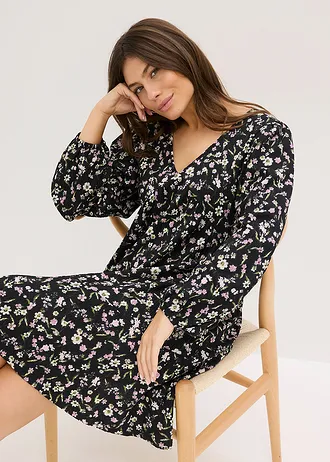 Tuniekjurk van jersey • zwart gebloemd • bonprix online shop