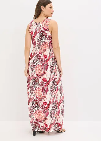 Rochie maxi din amestec moale cu viscoză • ecru/roz-fucsia paisley • magazin bonprix