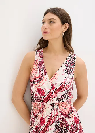 Rochie maxi din amestec moale cu viscoză • ecru/roz-fucsia paisley • magazin bonprix