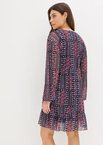 Tuniekjurk van zachte mesh • donkerblauw-bordeaux gedessineerd • bonprix online shop
