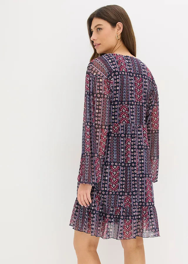 Robe-tunique en mesh doux • bleu foncé-bordeaux imprimé • product-page.page-title-suffix